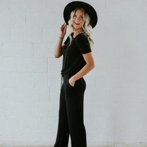 Roolee Black Sweat Jumpsuit